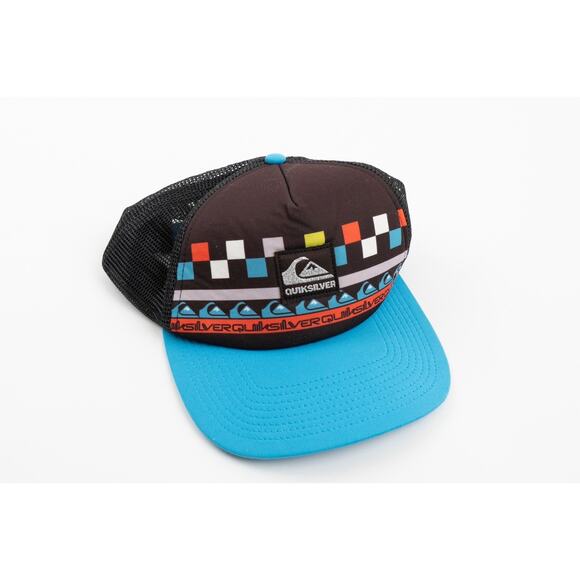 Quiksilver Trucker Hat Snapback Retro Vintage Style Surf Skate Blue Black - Picture 1 of 6